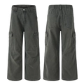 Baggy retro patchwork cargo παντελόνι σε σκούρο γκρι με φαρδιά μπατζάκια και τσέπες - 3XL / Πράσινο του Στρατού