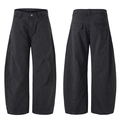 Pantalones anchos gris carbón con costuras curvas y diseño de estilo retro - S / Gris