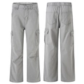 Light gray baggy cargo pants with multi-pockets and elastic waist, front and back view - Modern Gray