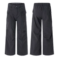 Dunkelgraue Cargohose mit weitem Bein, Vintage-Falten-Design und Multi-Pocket-Details - S / Grau