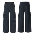 Lockere anthrazitfarbene Cargohose für Herren mit vielen Taschen und Nietendetails - S / Dunkelgrau