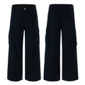 Men's black multi-pocket techwear cargo pants with a loose straight-leg fit and cotton fabric - S / Black