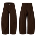 Pantaloni cargo uomo marrone scuro stile high street con tasche multiple e vestibilità comoda - S / caffè