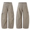 Pantaloni cargo kaki da uomo con multitasche e una vestibilità ampia stile high street - S / Grigio Albicocca Chiaro