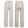 Vaqueros blancos de hombre con pernera ancha y corte recto, vista frontal y trasera - 3XL / Albaricoque