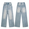 Vaqueros de hombre en azul claro lavado con corte recto relajado y talle alto - XS / Azul claro