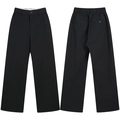 Pantalones de traje negros para hombre de pierna ancha con cintura elástica y caída fluida - 3XL / Negro