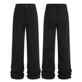 Men's minimalist black wide-leg trousers with high waist design and straight-cut drape - 3XL / Black