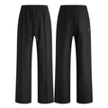 Pantaloni neri da uomo a gamba larga con coulisse elastica e pieghe verticali - 3XL / Nero