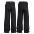 Pantalón cargo negro de cintura alta para mujer, corte ancho y relajado de algodón - S / Negro