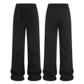 Pantalón de chándal negro de punto para hombre con corte holgado y cordón ajustable en cintura - 3XL / Negro
