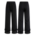 Schwarze Herren-Strickhose mit weitem Bein, Kordelzug und dekorativen Knöpfen - S / Schwarz