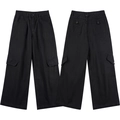 Schwarze Vintage-Cargohose mit weitem Bein und großen Seitentaschen im American High Street Stil - S / Schwarz