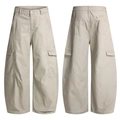Pantalón cargo caqui para hombre estilo vintage high street de pierna ancha con bolsillos - S / Albaricoque