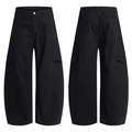 Pantalones cargo negros vintage para hombre con pernera ancha y múltiples bolsillos urbanos - S / Negro