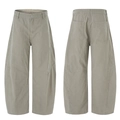 Men's olive green wide-leg cargo pants with curved fit and structured cotton fabric - S / Apricot