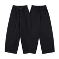 Schwarze weite Baumwollhose mit hoher Taille, Gummizug und modischen Falten-Details - S / Schwarz