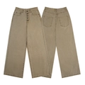 Khaki Retro-Arbeitshose mit hoher Taille, weitem Bein und klassischer Fünf-Knopf-Leiste - S / Khaki