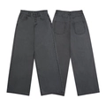 Dunkelgraue Wide-Leg-Jeans mit hoher Taille, Knopfleiste und aufgesetzten Gesäßtaschen - S / Dunkelgrau