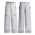 Lichtgrijze vintage cargo broek met meerdere zakken en een losse wijde pijpen pasvorm - XS / Grijs