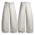 Pantaloni utility grigio chiaro a gamba larga con cuciture a V e vita alta a silhouette - XS / Grigio chiaro