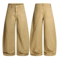 Pantaloni cargo uomo kaki a gamba larga con cuciture curve, fronte e retro - XS / Marrone Chiaro