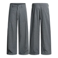 Pantaloni a gamba larga a quadri grigi retrò con taglio dritto a vita alta per donne - XS / Grigio