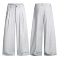 Men's light gray wide-leg trousers in breathable linen fabric showing front and back views - XS / Light Gray