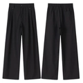 Men's retro pleated straight-leg trousers in black with comfortable elastic waist - M / Black