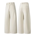 Off-white high-waisted wide-leg trousers with elastic back and textured fabric - S / Off White