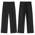 Pantaloni neri in seta di ghiaccio con pieghe e fibbie di regolazione laterali - M / Nero
