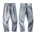 Vintage Denim-Jeans für Herren in Hellblau mit geradem Bein und Wellenstickerei - EU 38 / Hellblau