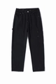 Pantaloni cargo neri dritti con cuciture a contrasto bianche e vita elasticizzata - 3XL / Nero
