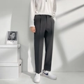 Pantalon droit stretch gris foncé pour homme avec pli marqué pour style décontracté - Pantalon Gris Foncé / 34
