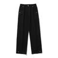 Jeans neri classici in cotone a gamba dritta con rivetti metallici e bottone argento - 3XL / Nero