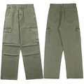 Pantalones cargo de hombre verde oliva con bolsillos tácticos y corte recto vintage - S / Verde