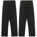 Pantalones vaqueros negros de corte recto para hombre con vista frontal y vista trasera - 3XL / Negro