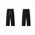Men's washed black straight-leg denim jeans with elastic drawstring waist and back pockets - 3XL / Black