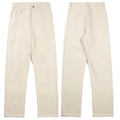 Vaqueros elásticos de talle alto y corte recto para hombre, color crema, frente y espalda - 3XL / Blanco Roto