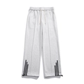 Pantaloni sportivi da uomo grigio chiaro con strisce laterali e orlo regolabile - M / Bianco Melange