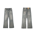 Jean évasé pour hommes bleu clair délavé au style rétro avec textures vintage usées - 3XL / Bleu Vintage