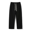 Klassische schwarze Unisex-Jogginghose mit weitem Bein und weißem Kordelzug - S / Schwarz