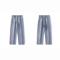 Jeans da uomo azzurro slavato a gamba dritta con coulisse in vita elasticizzata casual - Azzurro