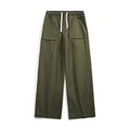 Pantaloni cargo casual verde oliva a gamba larga con coulisse elastica e grandi tasche - 3XL / Verde Militare