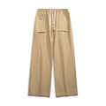 Pantaloni cargo kaki da uomo a gamba larga con coulisse in vita e tasche grandi - 3XL / Cachi