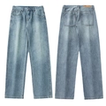 Hellblaue Retro-Wide-Leg-Jeans im Straight-Schnitt mit Vintage-Waschung und Five-Pocket-Stil - EU 28 / Blau