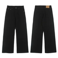 Vista frontal y trasera de vaqueros denim negros de pierna ancha con corte vintage - 3XL / Negro