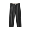 Pantalones informales negros de corte recto con remaches y cintura elástica - 3XL / Negro