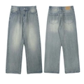 Helle blau gewaschene Wide-Leg Denim-Jeans mit Retro-Fading-Finish für Herren - 3XL / Eisblau