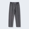 Dark grey straight leg fleece lined casual pants with elastic waist and stitch detail - 3XL / Gray